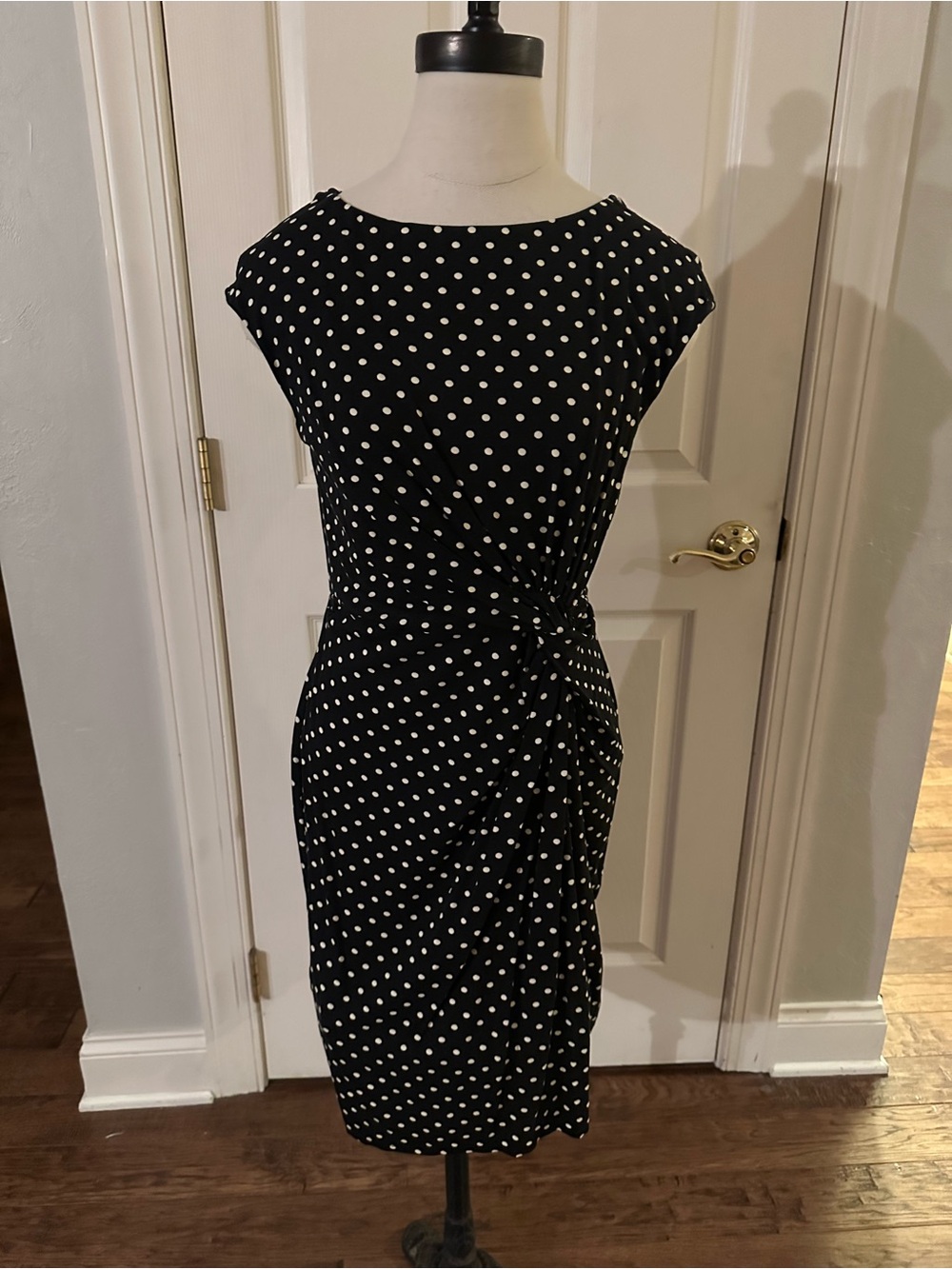 Retro Chic Black and White Polka Dot Midi Dress